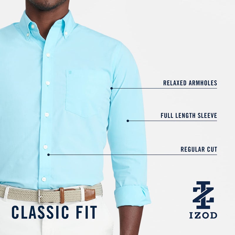IZOD Men's Button-Down Long-Sleeve Stretch Performance Gingham Shirt, Blue Revival, Medium - Image 4